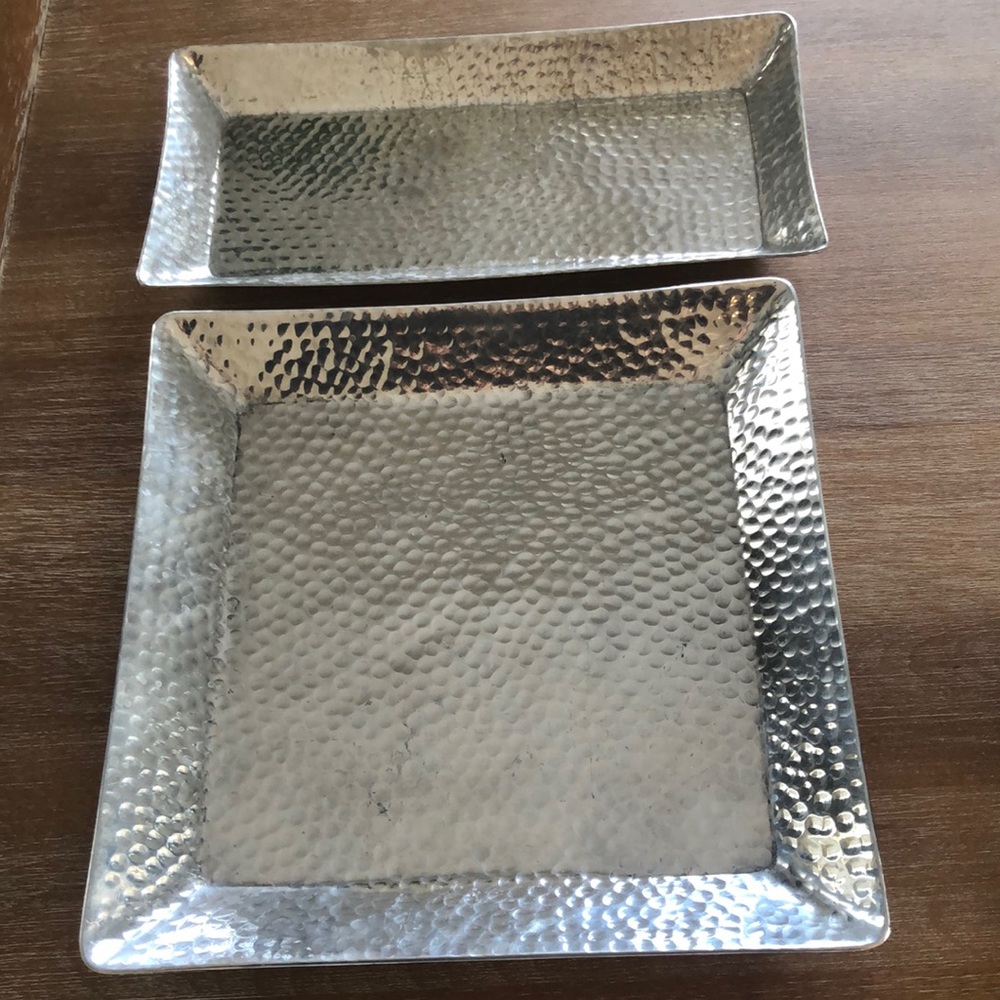 Threshold Hammered Metal Serving Trays
